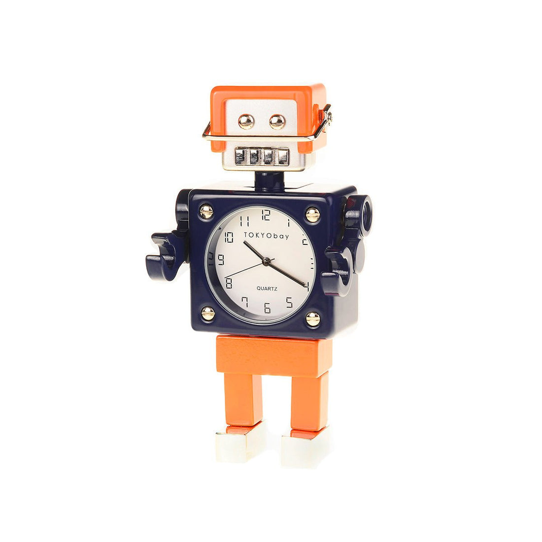 Football Robot Clock - Navy/Orange - Tokyobay
